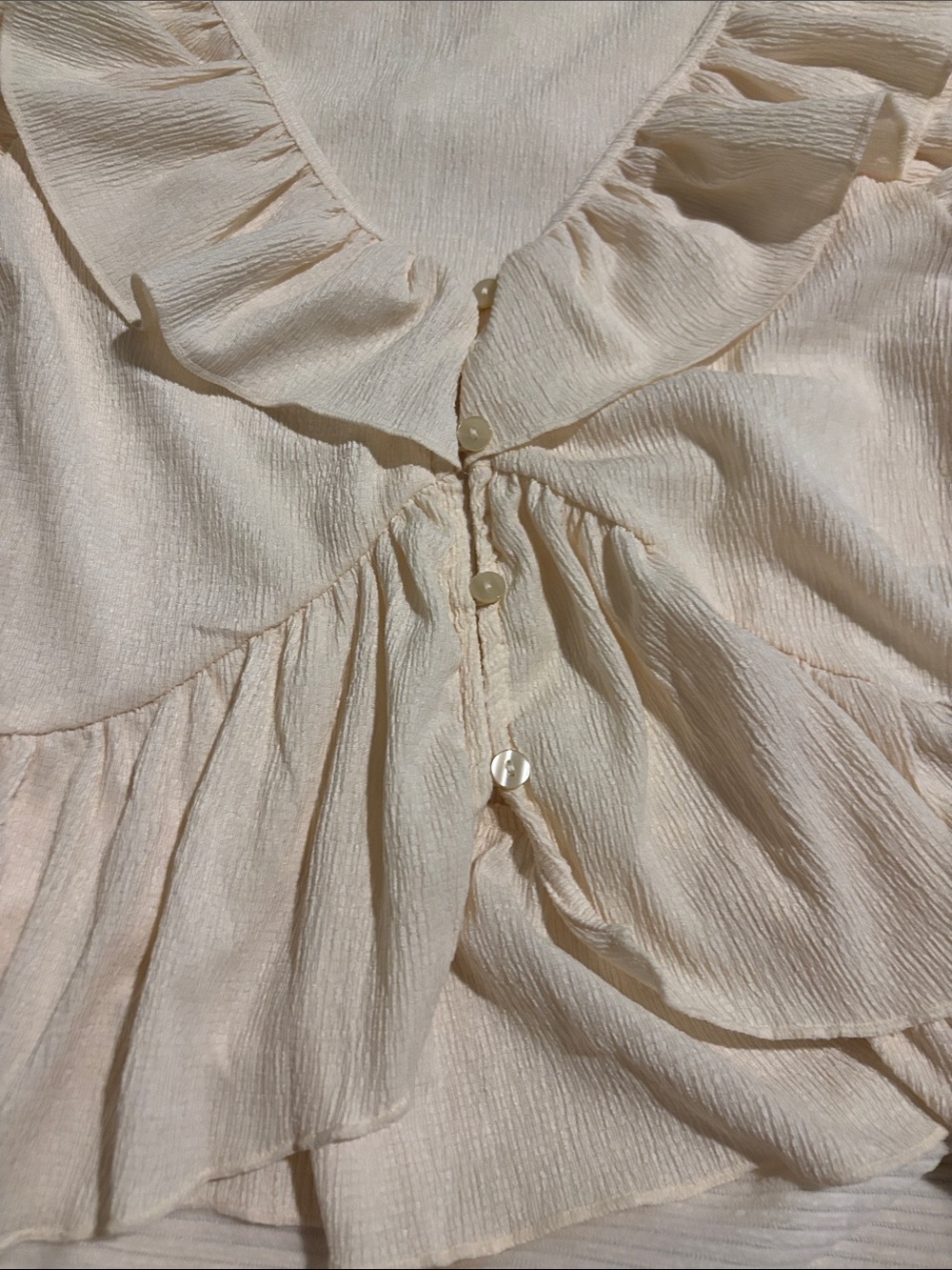 Divided Cream Ruffle Tie-Front Blouse - Picture 3 of 3